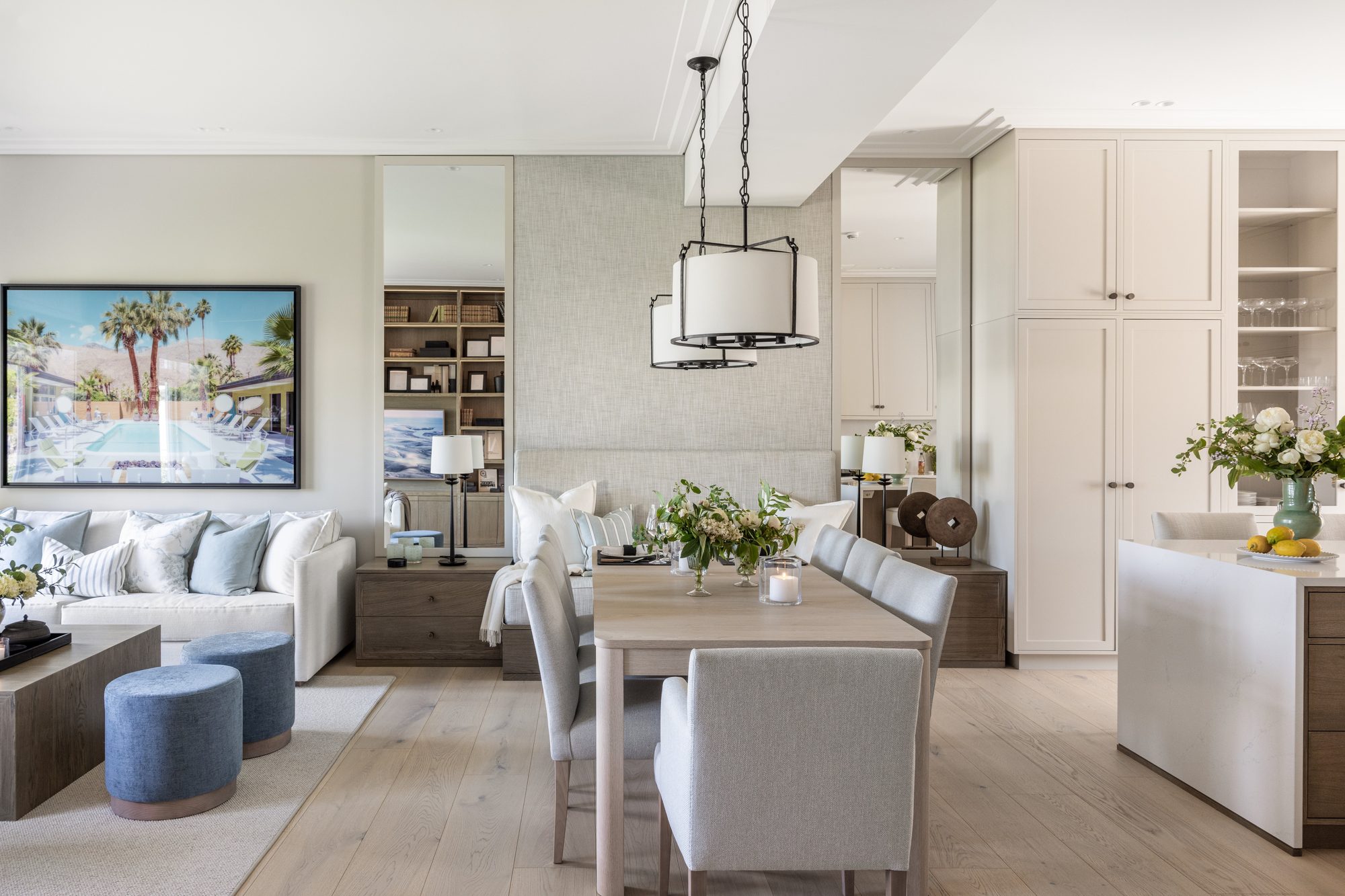 Open-plan living, dining and kitchen