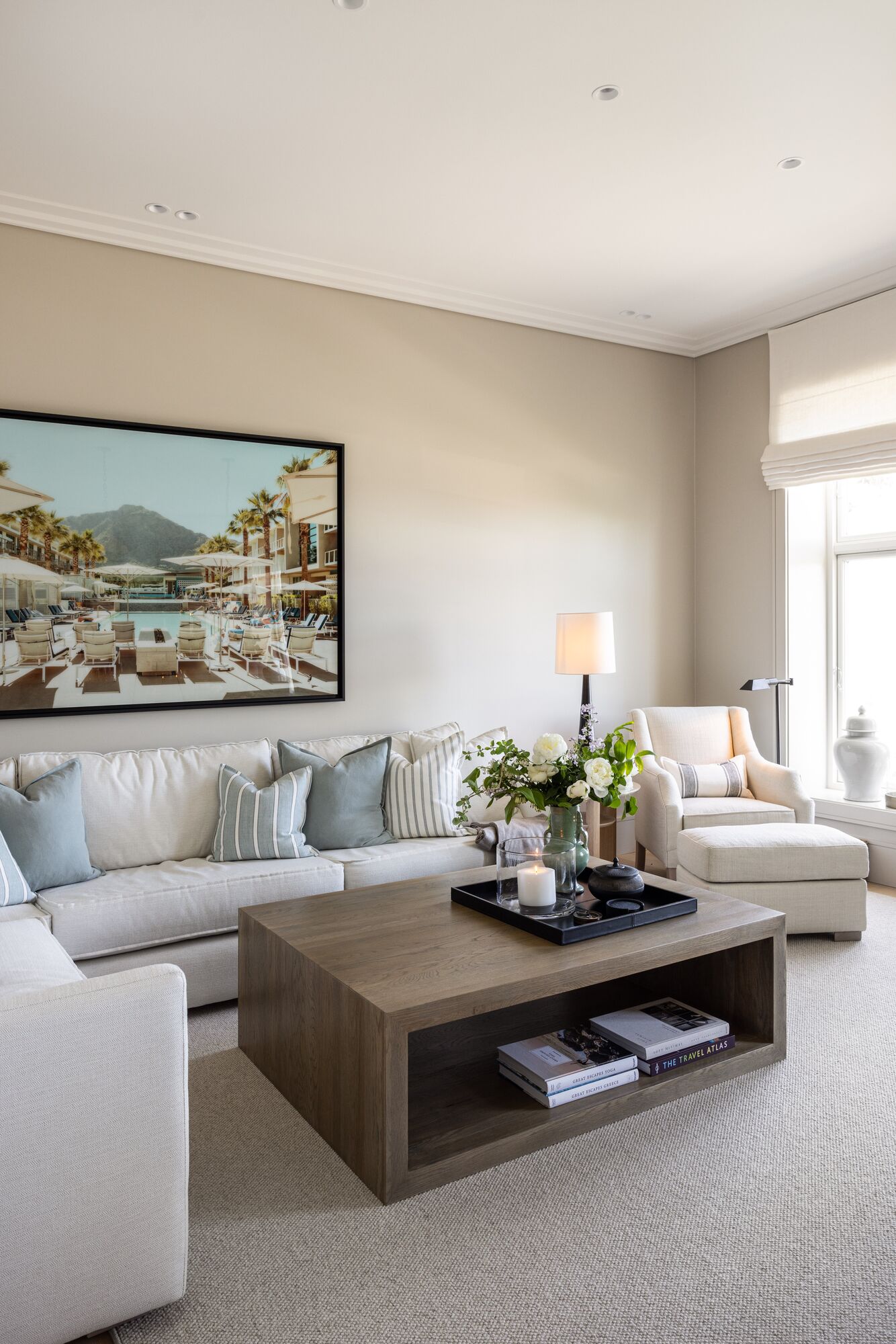 Living room with sofa and armchair