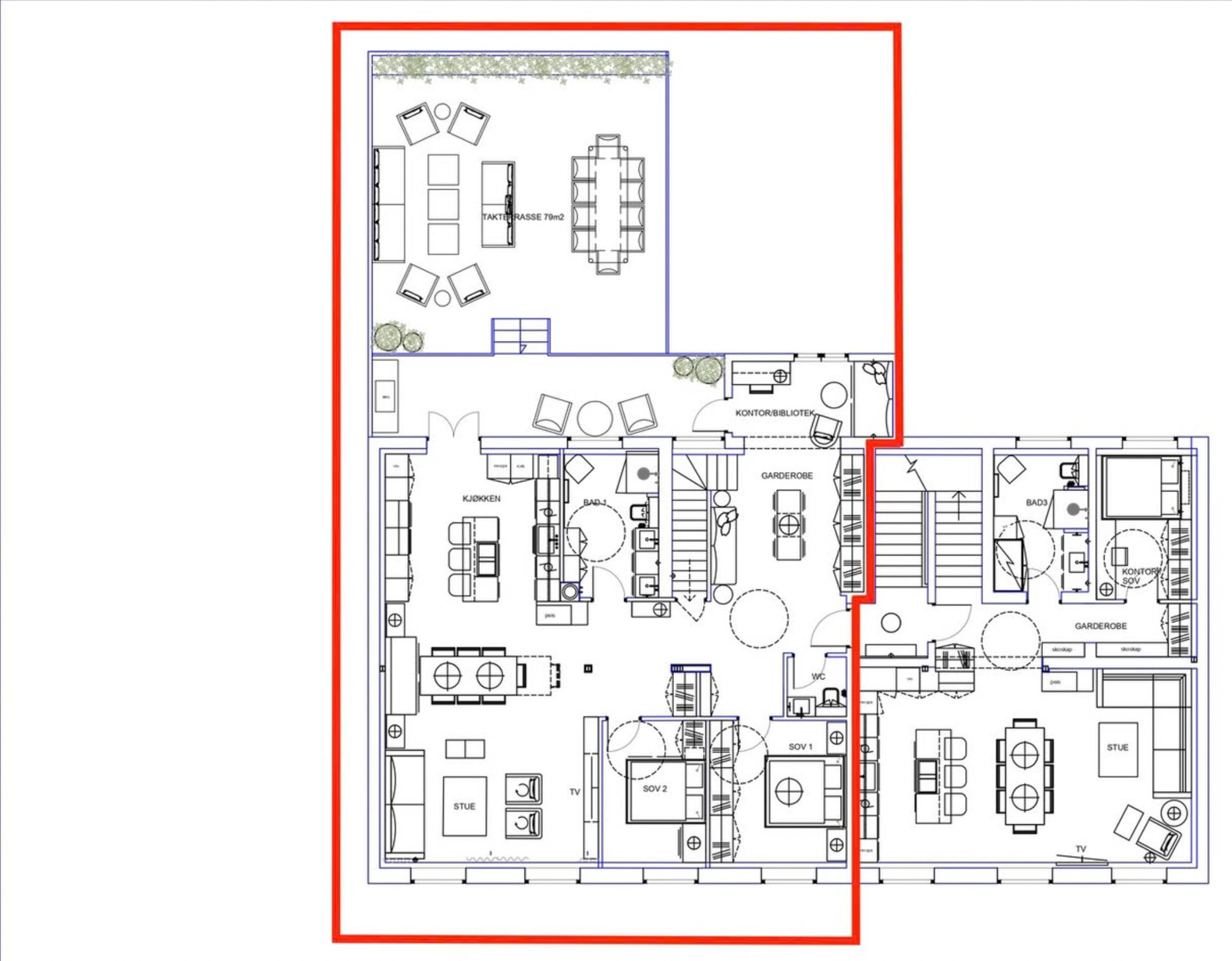 Residence One, lower floor plan